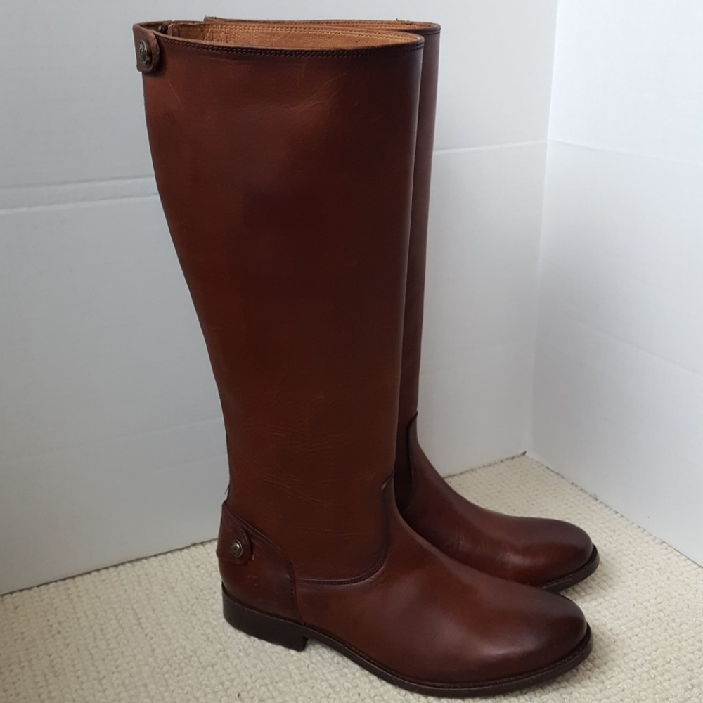 Frye Melissa brown cognac leather knee high riding boots women size 6.5 B